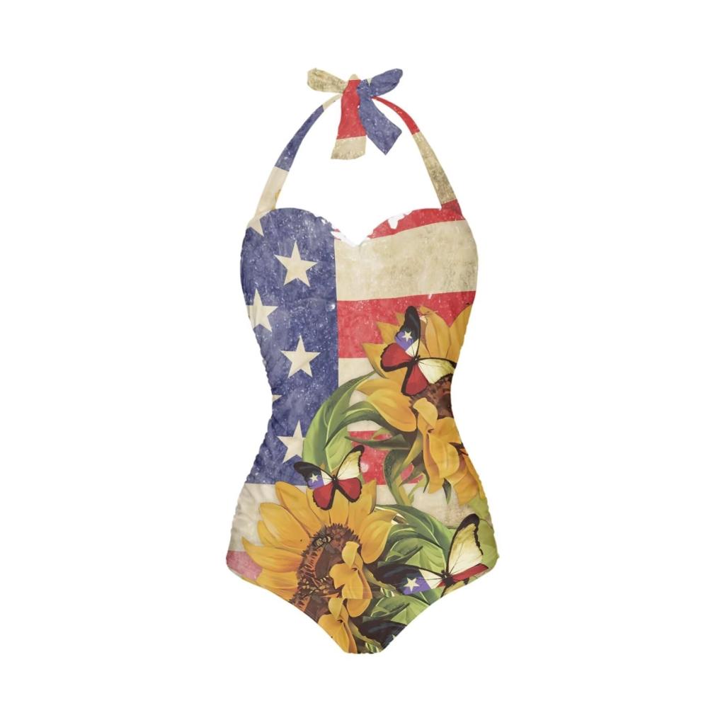 Vintage Usa-flagge Sonnenblume Schmetterling
