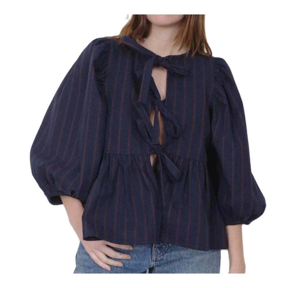 A Striped Navy Brown
