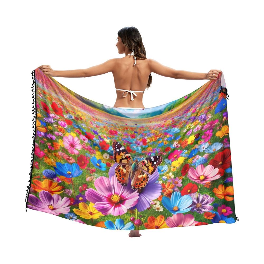 Bunte Blumen mit Schmetterling
