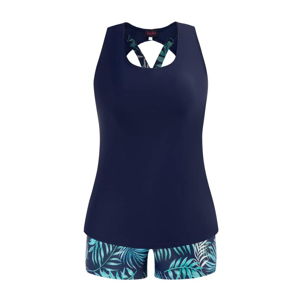Navy Blau und Blatt Short
