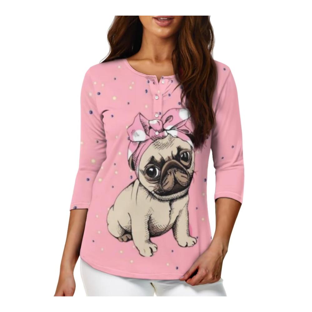 Niedlicher Mops, Rosa Punkte