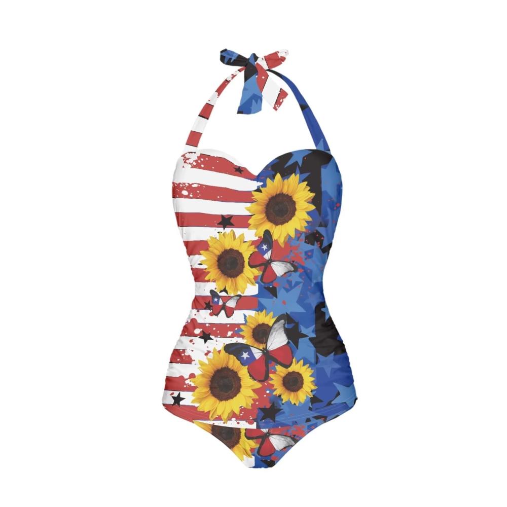 Vintage Usa-flagge Sonnenblume Schmetterling 2