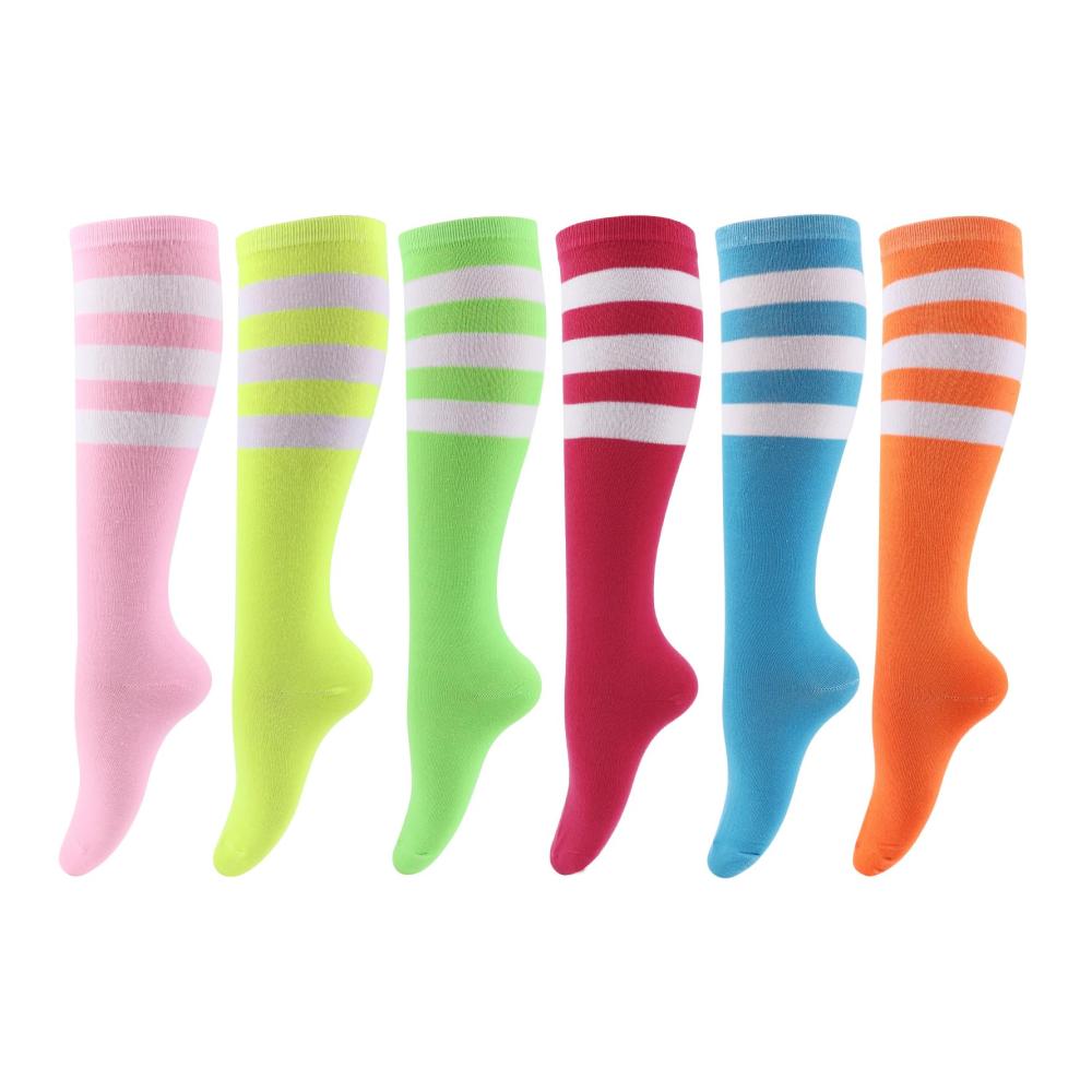 6 Pairs Knee High Stripe Set-a01