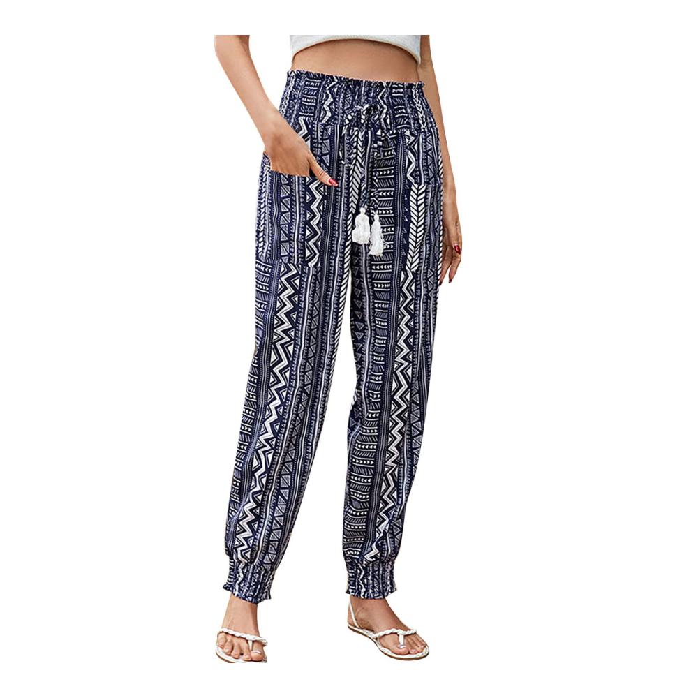 Blau-8 Damen Sommer Leinenhose-138